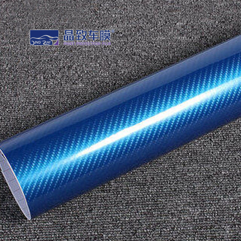 فیلم وینیل PET 1.52x30M فیبر کربن سه بعدی با رنگ آبی تیره قابل کشش